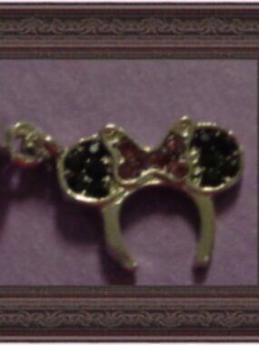 Tibetan Silver Minnie Mouse Design Charm With Purple And Black Crystals